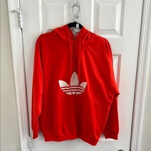 Adidas Women's Red Hoodie with White Logo
